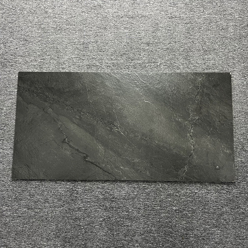 بلاط سيراميك مزجج غير قابل للانزلاق 60 × 120 ريفي رمادي غامق لأرضية غرفة المعيشة