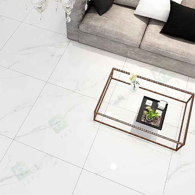 600 * 600 مم غرفة المعيشة بلاط السيراميك المزجج سوبر وايت الرخام مع Glod الوريد المزجج المصقول