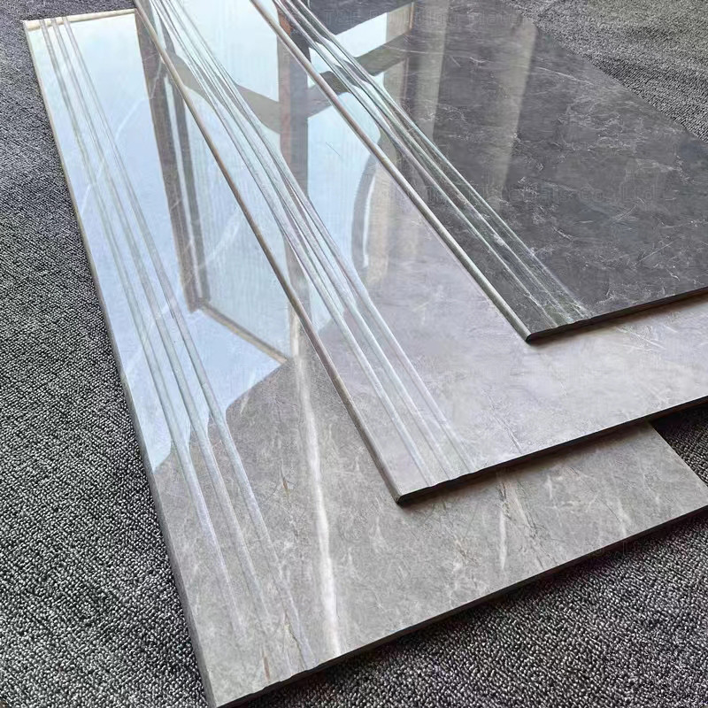1200 * 470mm نظرة الرخام بلاط البورسلين كامل الجسم المصقول المزجج درج خطوة البلاط