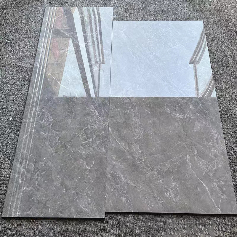 1200 * 470mm نظرة الرخام بلاط البورسلين كامل الجسم المصقول المزجج درج خطوة البلاط