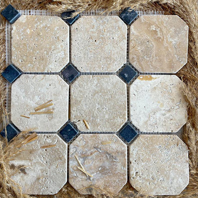 300X300mm بلاط الأرضيات غير قابل للانزلاق حجر الكهف الطبيعي فسيفساء حجر كليم فندق دو المثمن القديم
